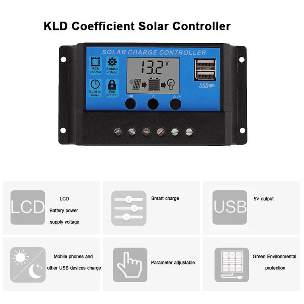 HOT 12V/24V Solar Panel Charger Controller Battery Regulator USB LCD Solar Charging System Controller With Timer Light Sensor