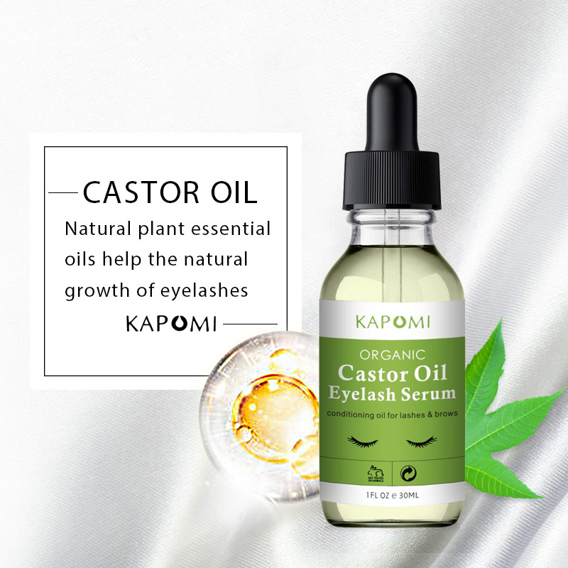 Organic Castor Oil Eyelash Growth Serum Natural Plant Essence Conditioning Oil for Lashes Brows with Mascara Brushes