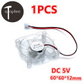 1pcs DC 5V 2Pin Transparent Fan Cooler 60*60*12mm 0.21A 1.05W PC Muted Fan For Cooling System Of Computers etc
