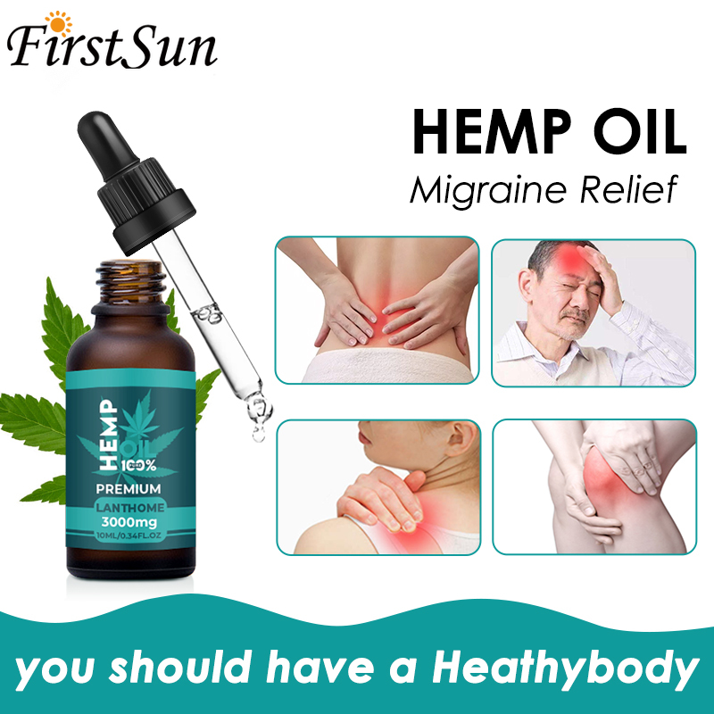 Organic Hemp Oil 3000mg CBD Hemp Seeds Oil Extract Drops for Skin Pain Relief Reduce Anxiety Better Sleep Essence Anti Stress