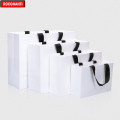 50X Customized White Paper Bag Small Gift Shopping Bags Thick Rope Handle Clothes bag Custom Printed LOGO