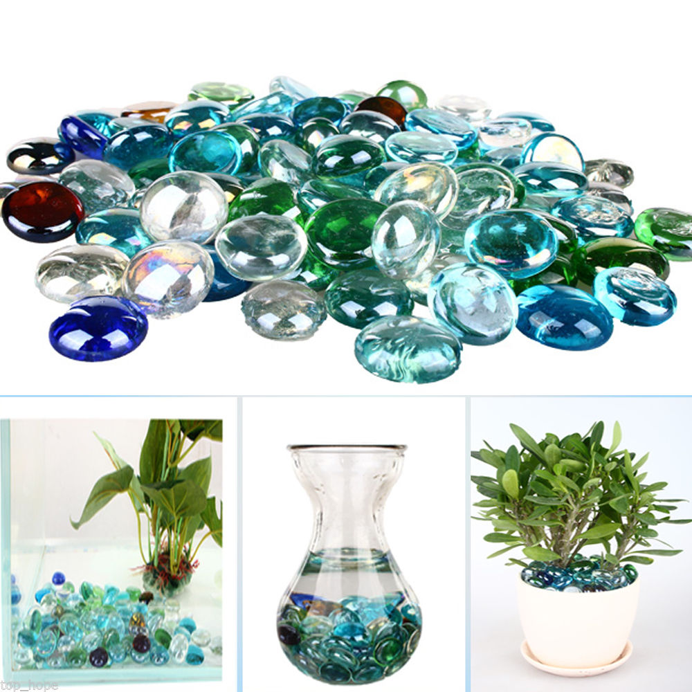100g Glass Pebbles Stones Home Ornament Supply Cobblestones Garden Fish Tank Aquarium Decor Decorative Marbles Mixed Color