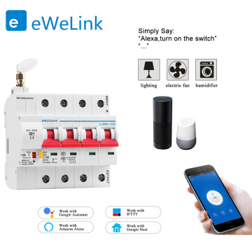 eWelink app 4P WiFi Smart Circuit Breaker overload short circuit protection with Alexa google home for Smart Home