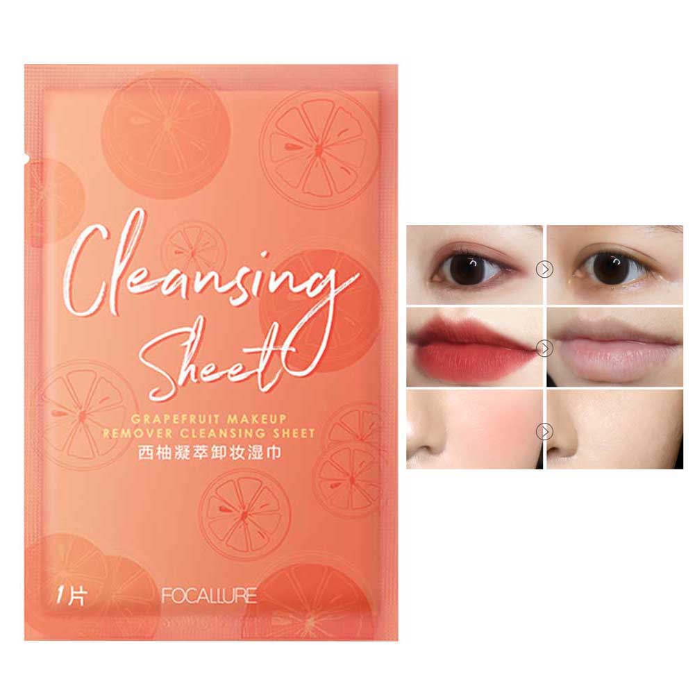 FOCALLURE Grapefruit Extract Facial Cleaning Sheet Makeup Remover Wet Wipe
