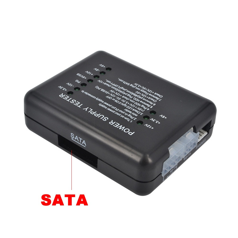 Power Supply Tester Checker 20/24 Pin PSU ATX SATA HDD LED Indication Diagnostic Tool Testing for Anode Cathode 12V 5V 3.3V