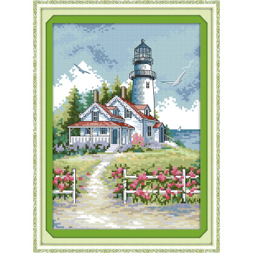 Lighthouse (2) cross stitch kit seaside building pattern pre stamped in fabric stitches embroidery DIY handmade needlework plus