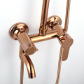 Modern Fashionable Brass Rose Golden Wall Mounted Shower Faucet Set Rose Gold Bathroom Shower Bath Mixer Tap ST342