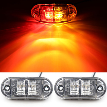 2Pcs 12V 24V LED Side Marker Light Car External Light Warning Tail Light Auto Trailer Truck Lorry Lamp Red & Amber double color