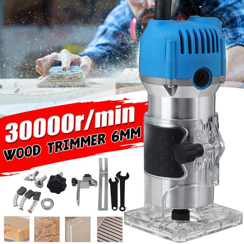 Electric Wood Trimmer Wood Router for Wood Chamfering Wrench Guide Assembly Storage Case Set
