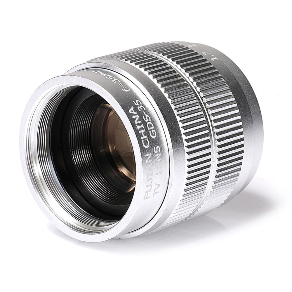 Silver Fujian 35mm f/1.7 APS-C CCTV Lens+adapter ring+2 Macro Ring for Fujifilm X Mount Mirroless Camera XT10/XT20/XT30/X100F