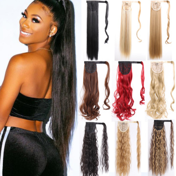Long Silky Straight Ponytails In Synthetic Tail Heat Resistant Fake Hair Lengthening Hairpiec Synthetic Ponytails Hair Extension