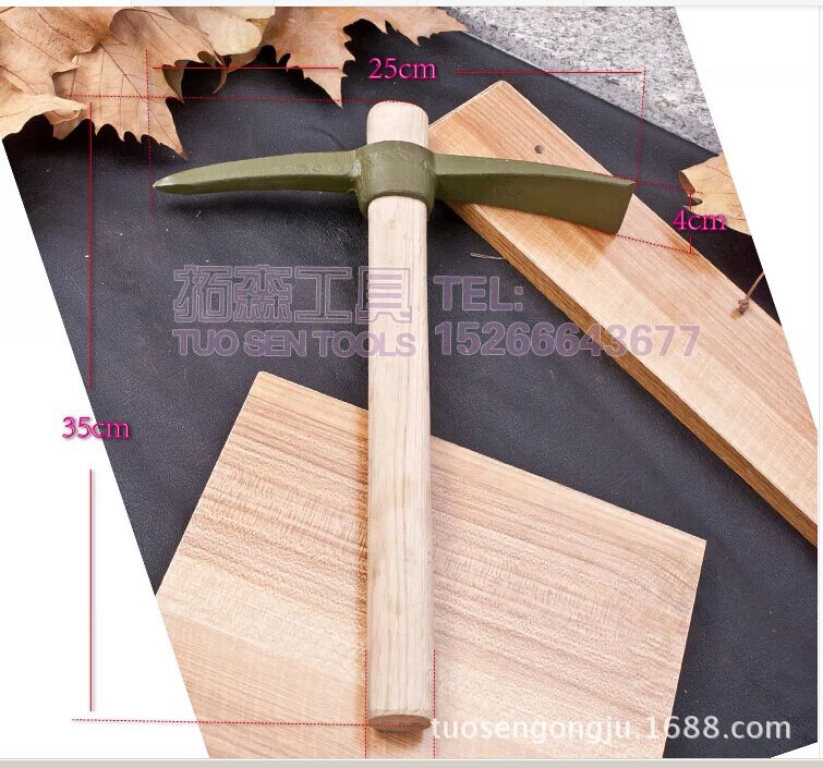 400 Grams Of Small Wooden Handle Small Pickaxe Pick Pickaxe Digging Bamboo Shoots Vegetable Gardening Hoe Outdoor Camping Hiking