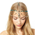 Boho Women's Simulated Pearl Tassel Bohemian Head Chain Jewelry Forehead Dance Headpiece Hair Jewelry Band Chains Hair Accessory
