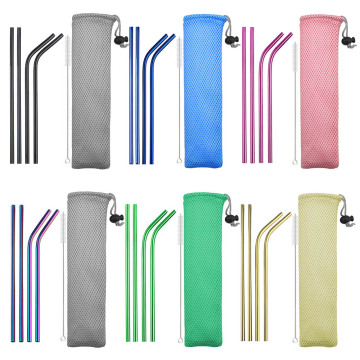 Metal Straw Set Reusable Drinking Straws Eco Friendly 304 Stainless Steel Straw 20/30oz Collapsible Straw with Cleaner Brush