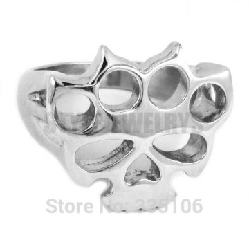 Free shipping! Silver Boxing Glove Skull Ring Classic Stainless Steel Jewelry Knuckles Motor Biker Ring Men Women Ring SWR0417