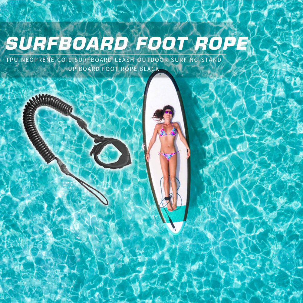10 Feet Coiled Surfboard Leash Surfing Stand UP Paddle Board Ankle Leash Sup Board Foot Leg Raft Traction Rope