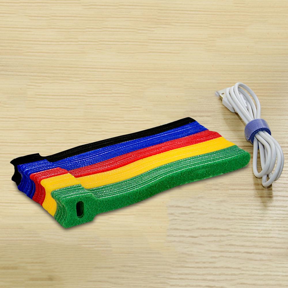 50pcs T-type Velcro Cable Tie Wire Reusable Cord Organizer Wire 15*1.2cm Colorful Computer Data Cable Power Cable Tie Straps
