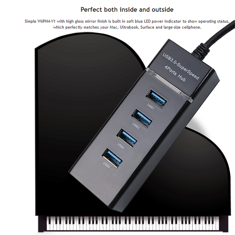 kebidu 30cm 4 Port Micro USB Hub 3.0 USB Splitter High Speed 5Gbps USB 3.0 Hub USB 1.1 /2.0 For Tablet Laptop Computer Notebook