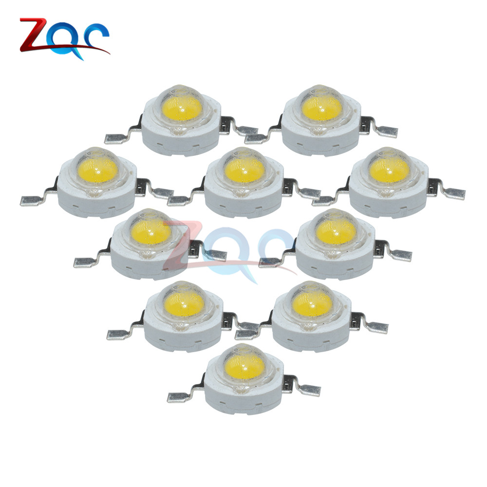 10PCS 1W LED Bulbs High Power Lamp SMD Beads Pure White 100-110LM