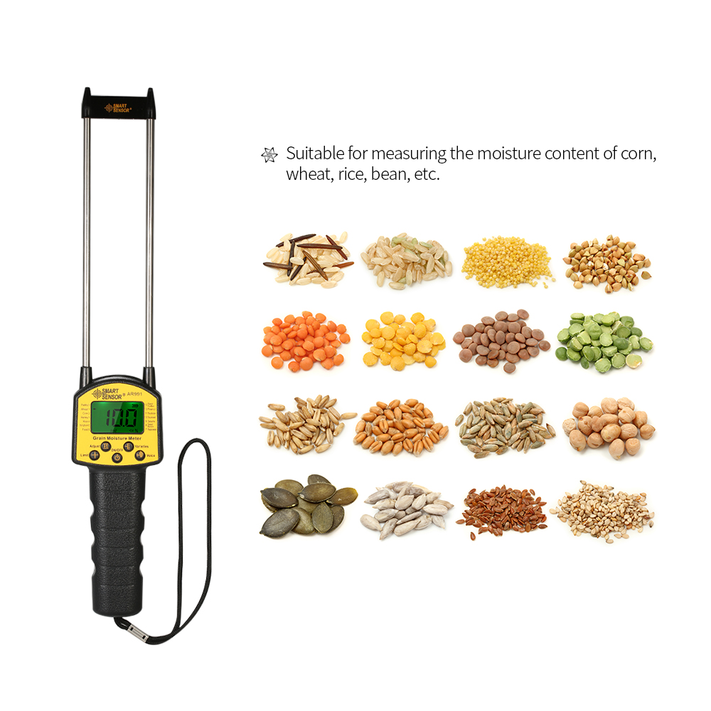 Handheld Digital Moisture Meter Grain Moisture Meter Hygrometer For Corn Wheat Rice Bean Wheat Flour Fodder Rapeseed Seed AR991