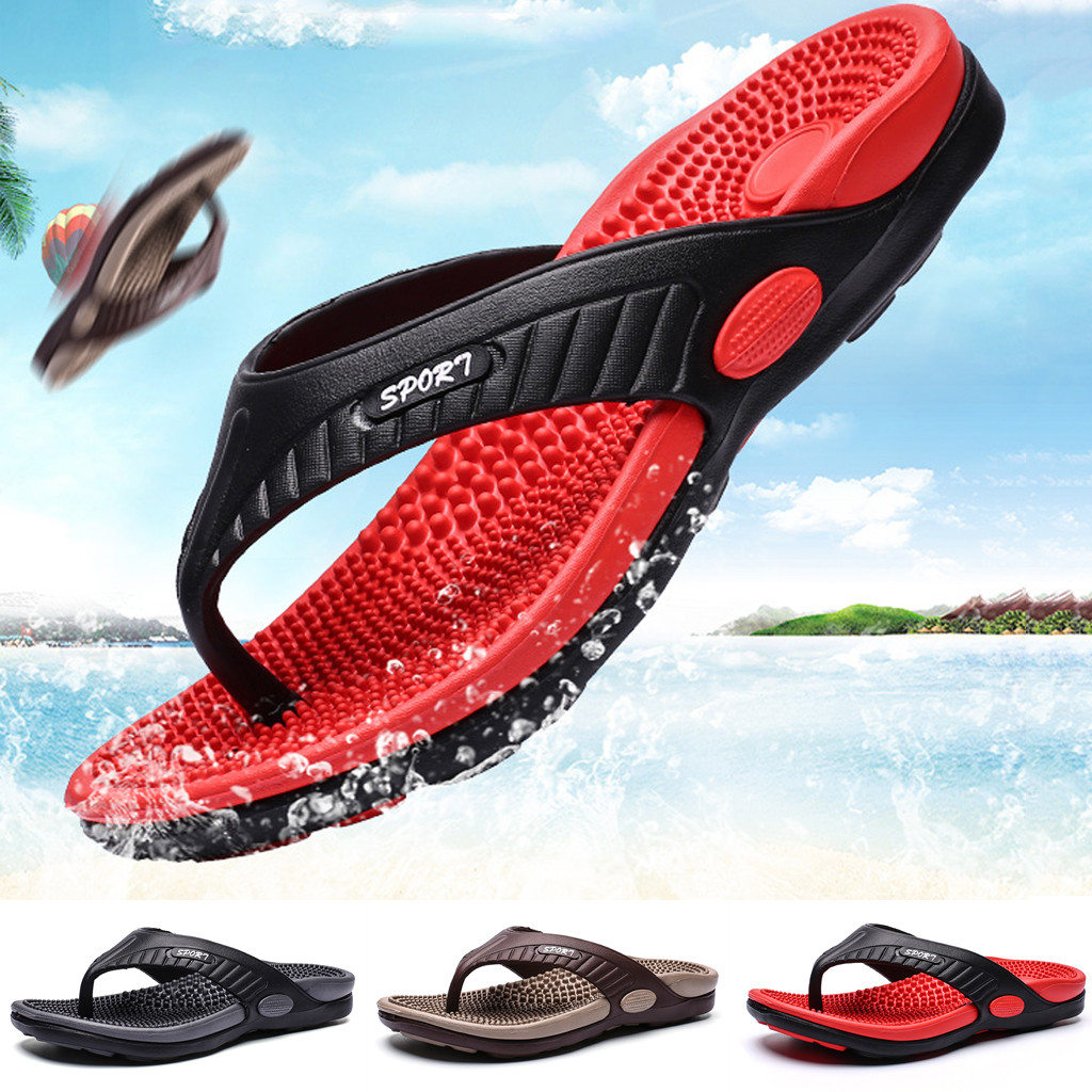 Summer Fashion Men Massage Slippers Big Size Non-Slip Flip Flops For Male 2020 Newest Beach Shoes Sandals A8