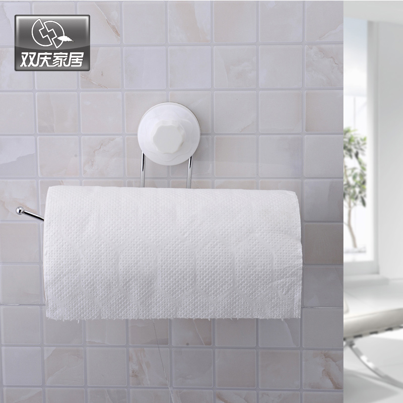 SQ1960 Suction Cup Toilet Paper Holder Bathroom Accessories No-Screw Kitchen Towel Rack Tissue Roll Holder Towel Rack