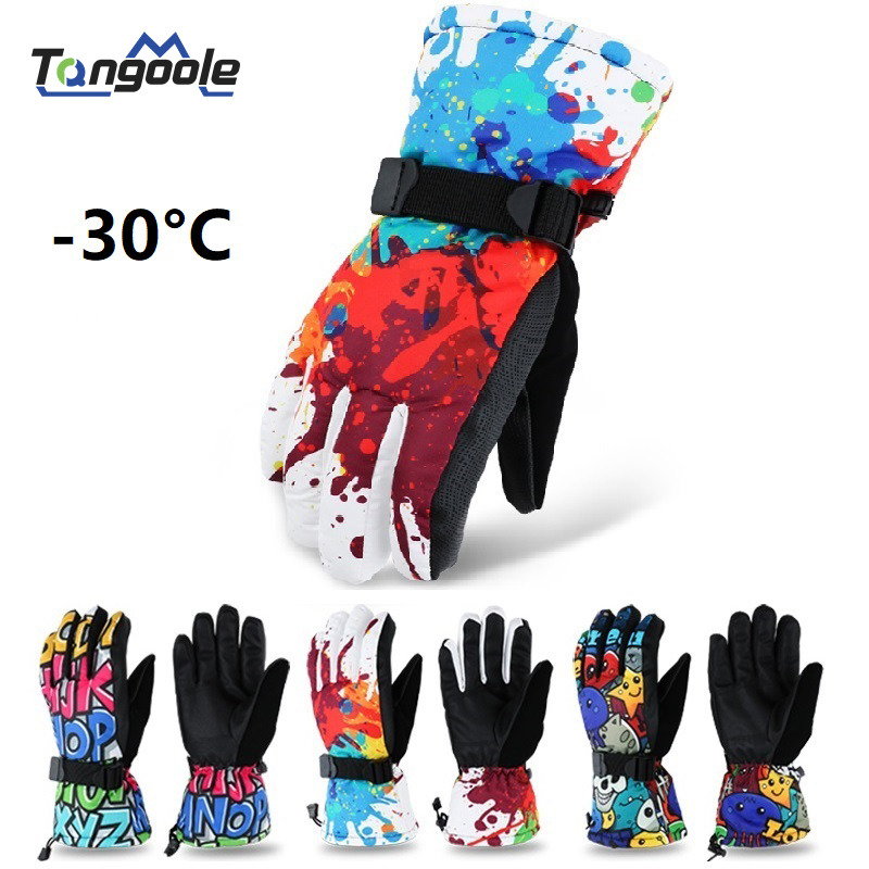 Winter -30 Thicken Ski Gloves Men Women Children Windproof Waterproof Mittens Adjustable Cycling Climbing Snowboard Snow Gloves