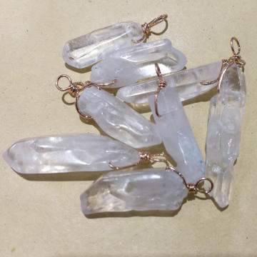 Natural chakra drusys stone quartz pendant Raw ore white crystal column point healing crystals diy jewelry making 12pcs