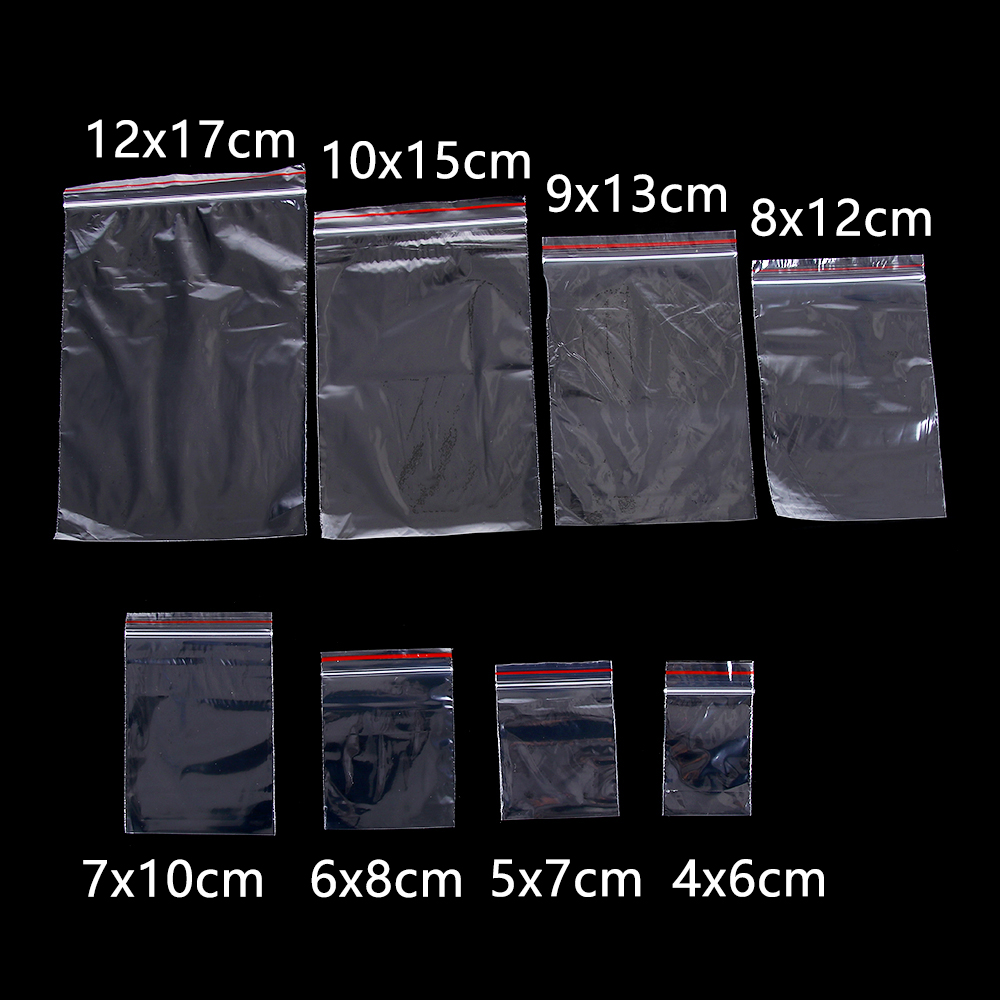 100Pcs/Pack Reclosable Clear Plastic Self Adhesive Bag For Zipper Bag Jewelry Zip With Lock PE Pouch Kitchen Supplies
