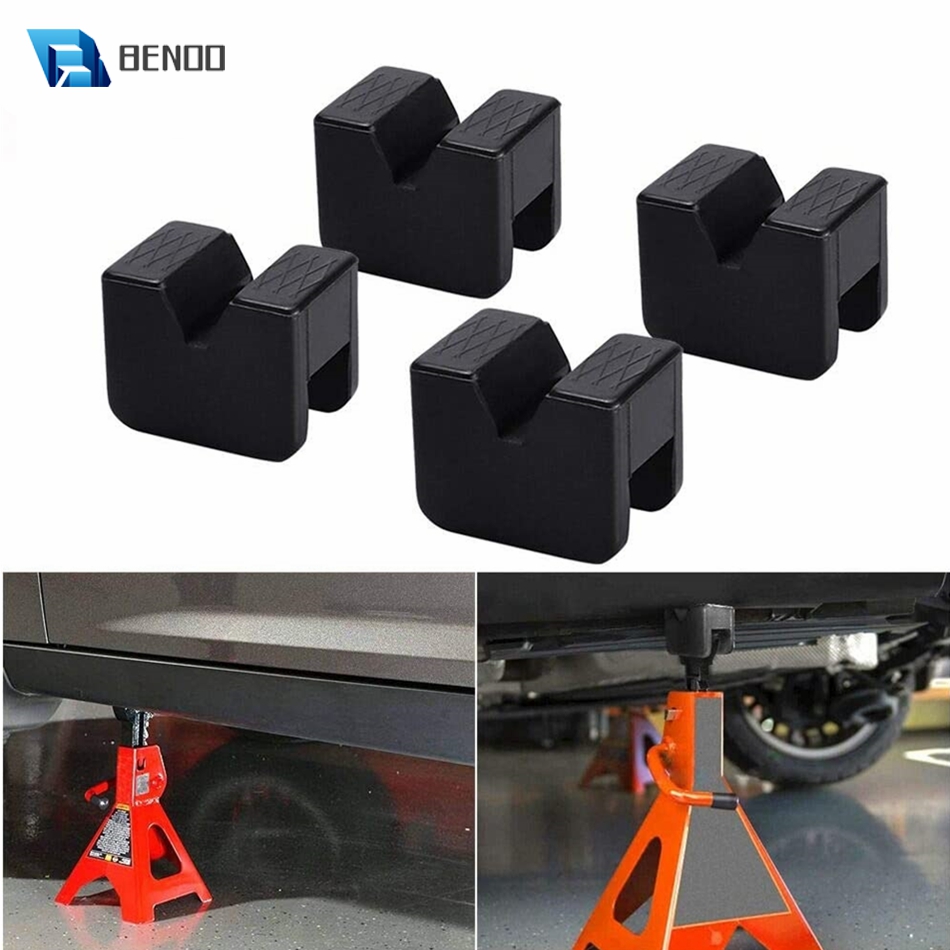BENOO 1/2/4pc Universal Rubber Slotted Jack Pad Jack Lift Pad Adapter Tool Adapter Jack Stand for 2-3 Ton Frame Stand Rail Pinch