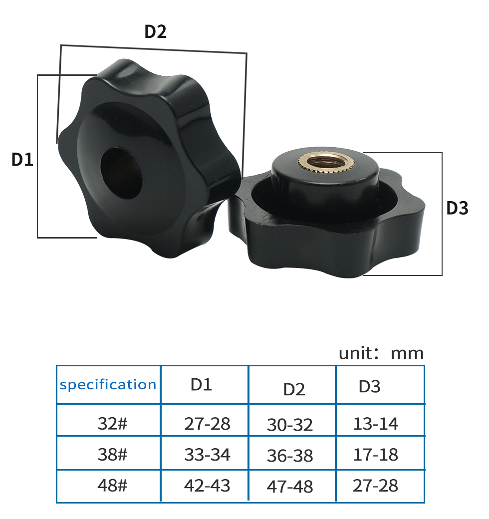 10/5 PCS M4 M5 M6 M8 M10 Plum Hand Tighten Nuts Handle Thread Star Mechanical Black Thumb Nuts Clamping Knob Manual Nuts