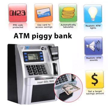 ATM Saving Banks with LCD Screen Home Creative Silver Premium Safety ATM Money Boxes Simulation ATM Piggy Bank Kids