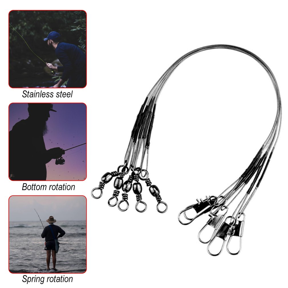 5pcs Fishing Lure Trace Rope Wire Leader Line Tackle Spinning With 15CM, 23CM, 30CM Anti-bite Fishing Wire with Stainless Steel