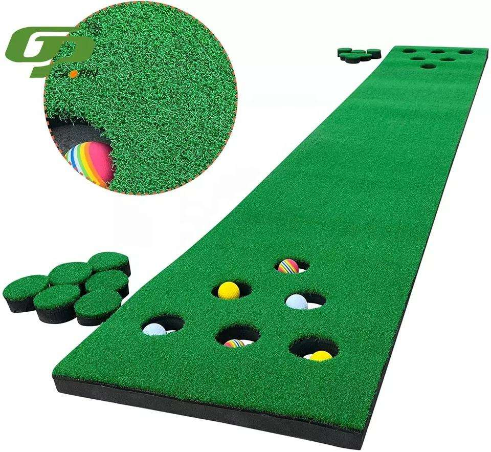 Custom Mini Course Practice Outdoor Indoor Artificial Grass Golf Putting Mat 12 Holes Golf Game Putting Green