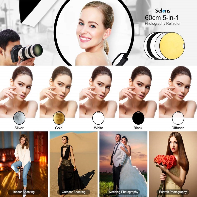 Selens 60cm 5 in 1 reflector photography Collapsible light reflector photo Reflector for Studio photo studio accessories