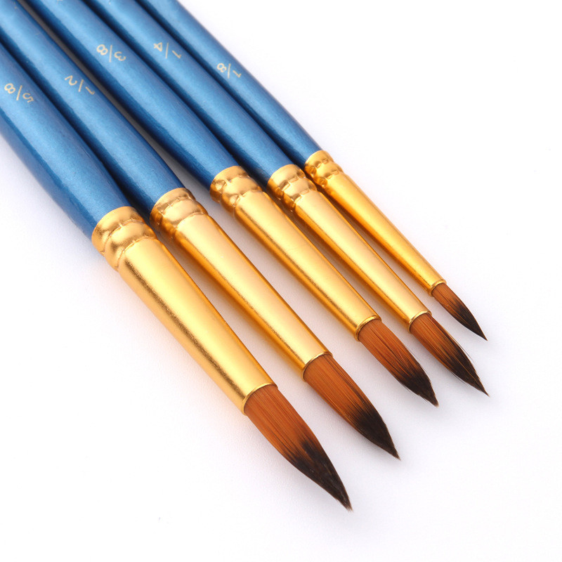 5Pcs Paint Brushes Set Nylon Painting Brush Short Rod Oil Acrylic Brush Watercolor Pen High Quality Professional Art Supplies