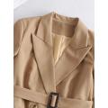Toppeis women's belt jacket blazer ladies long blazer solid color suit autumn coat 2020 women outwear