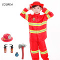 Fireman Sam Suit for Boy Kids Cosplay Costumes Toy Firefighter Funny Hat Axe Accessories Firefighter Helmet Party Uniforms Set