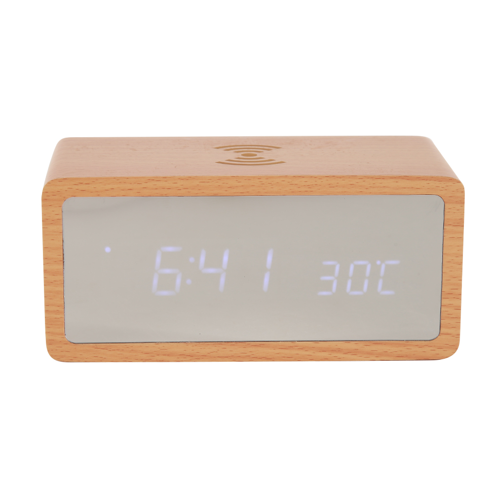 LED Alarm Clock Bedroom Decor Ornaments Wooden Temperature Humidity Table Watches for Household Bedroom Accessory