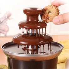 Mini Chocolate Fountain Three Layers Creative Chocolate Melt With Heating Fondue Machine Diy Melt Waterfall Pot