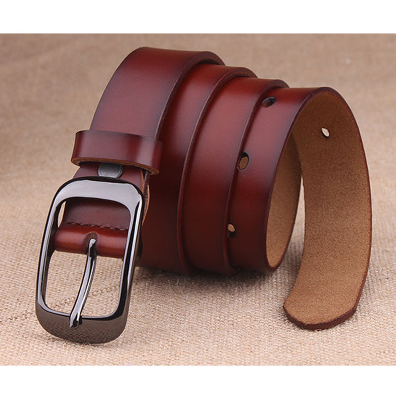 Women's genuine leather fashion retro belt high quality luxury brand ladies metal double buckle new belt with jeans