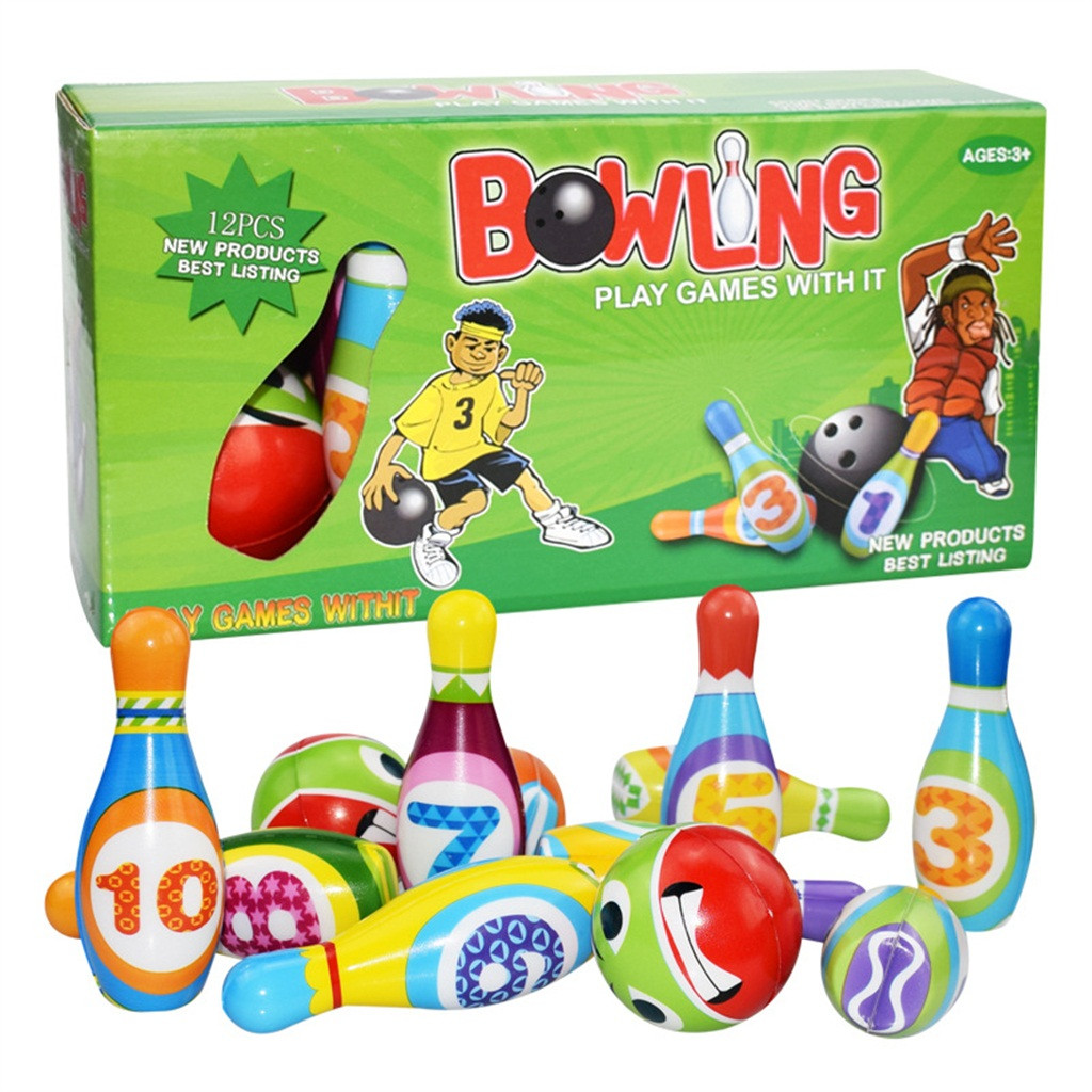 Child Parent-Child Outdoor Toys Bowling Set Toy 10 Colorful Soft Foam Bowling Pins 2 Ball Indoor Toys Toss For Kids Toys