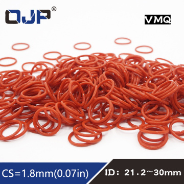 5PCS/lot Red Silicon Ring Silicone/VMQ O ring 1.8mm Thickness ID21.2/22.4/23.6/25/25.8/26.5/28/30mm Rubber O-Ring Seal Gasket