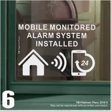 Safurance 6xMobile Monitored Alarm System Installed Warning Sign Internal Sticker 130x87mm Home Security Safety