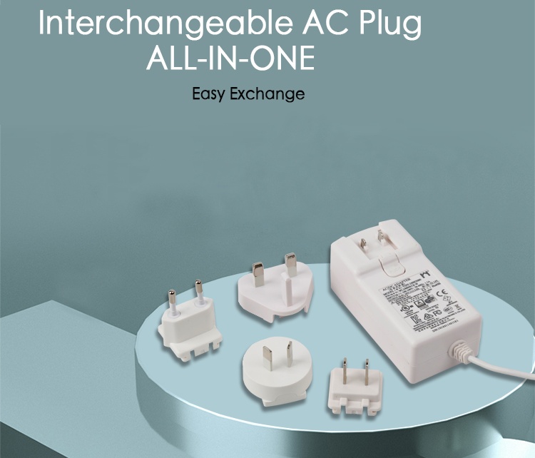 AC DC 18V 3A Interchangeable Power Adapter