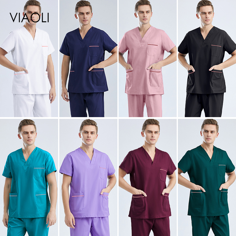 viaoli scrubs men medical surgical uniform hospital nurse uniforms beauty salon dentist clinic pharmacy pet veterinary uniforms