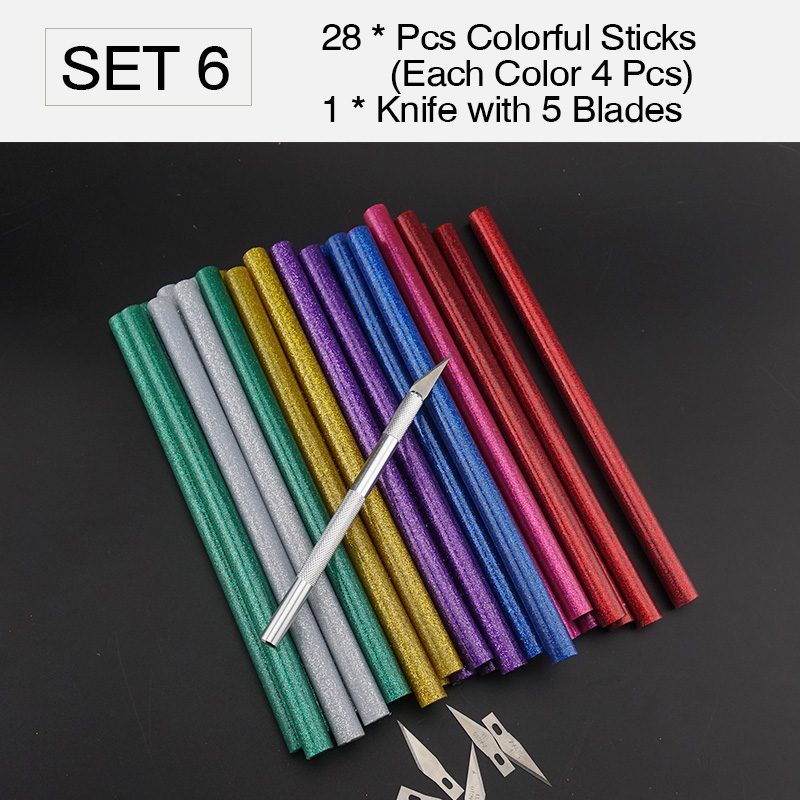30PCS/Lot Non-Toxic 11mm X190mm Adhesive Craft Sticks Desinger Power Tool Hot Melt Glue Sticks Red Green Black Blue Colorful