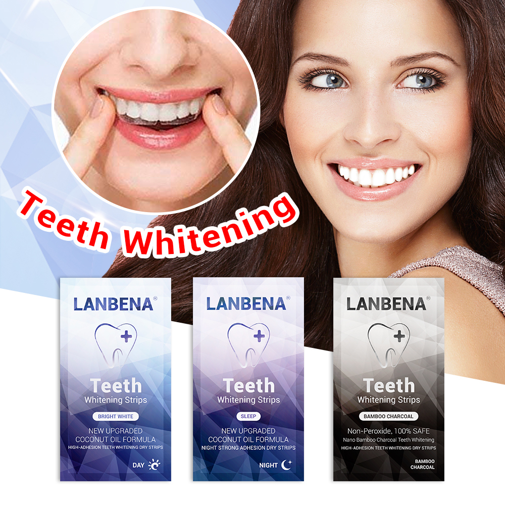 LANBENA Teeth Whitening Strip 1PCS Teeth Veneers White Strip Removes Plaque Stains Powder Oral Hygiene Bleaching Dental Tool