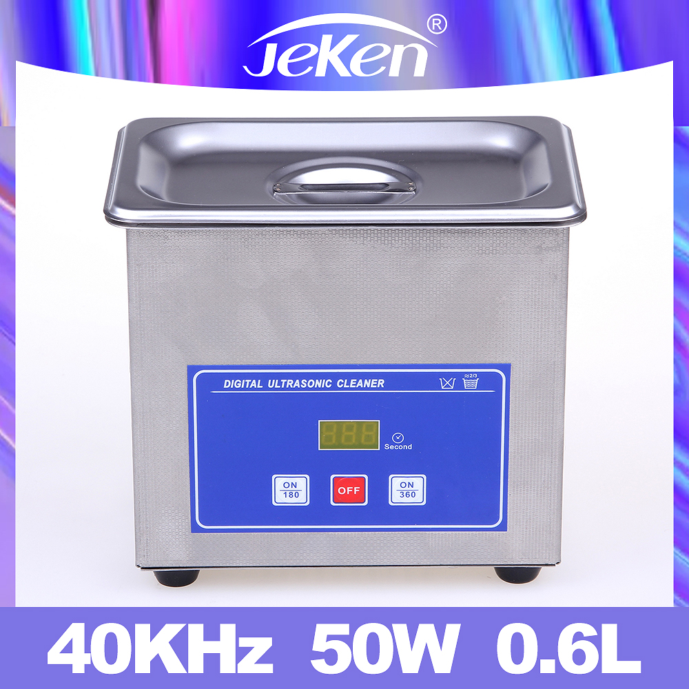 Jeken 0.6L Industrial Ultrasonic Cleaner PS-06A Digital Timer For Lab Circuit Board Engine Parts Dental Drill Medical Sonic Tank