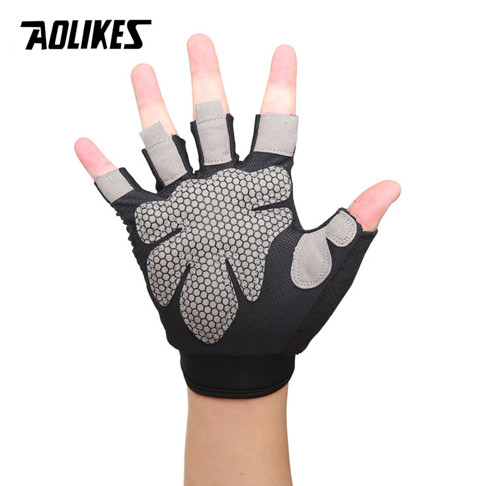 AOLIKES Professional Gym GlovesExercise Gloves Men Hands Protecting Breathable Sports Gloves Sport Fitness Weight-lifting Gloves